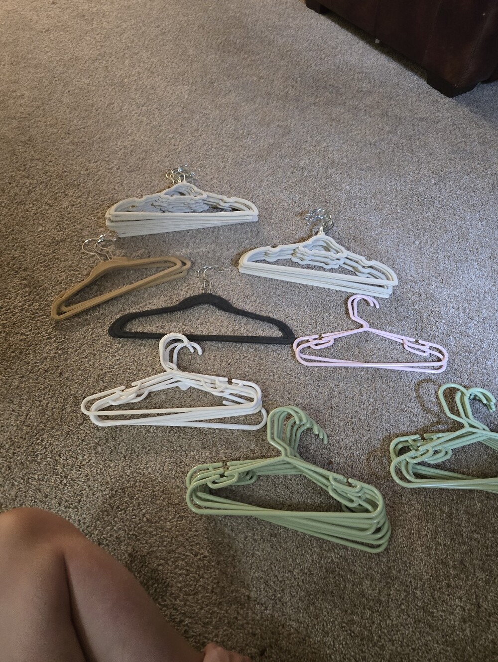 Assorted Kids Velvet and Plastic Hangers - White, Pink, Mint, Beige, Black